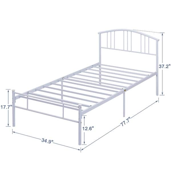 dimension image slide 1 of 3, VECELO Kids Bed Frame with Headboard & Metal Slat,Twin Size Bed Set of 2