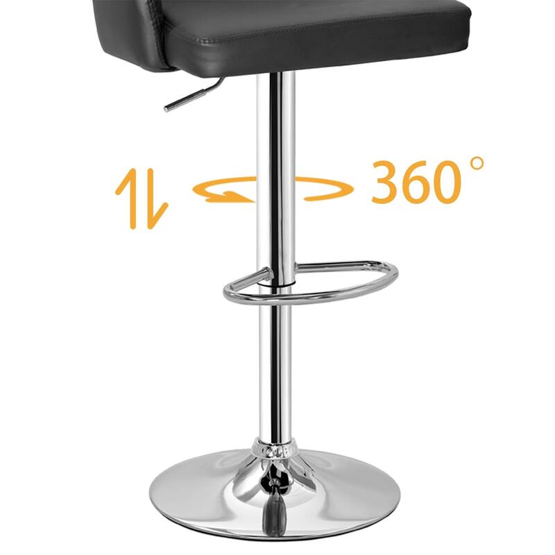 Javlergo Bar Stools Set of 2 Adjustable Swivel PU Leather Counter Height Barstools with Arm and Back