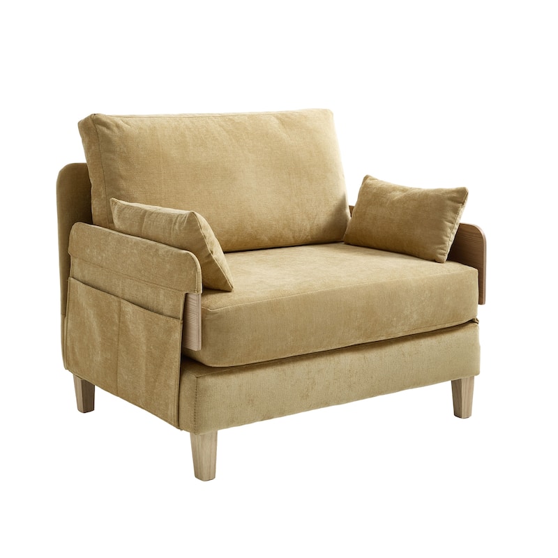 Chenille Upholstered 3-in-1 Convertible Sleeper Foldable Sofa Bed Recliner Chair with 3 Pillows