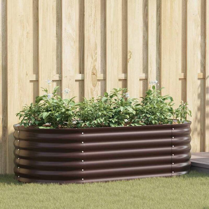 vidaXL Raised Bed in Steel - Brown-63 x 31.5 x 17.3