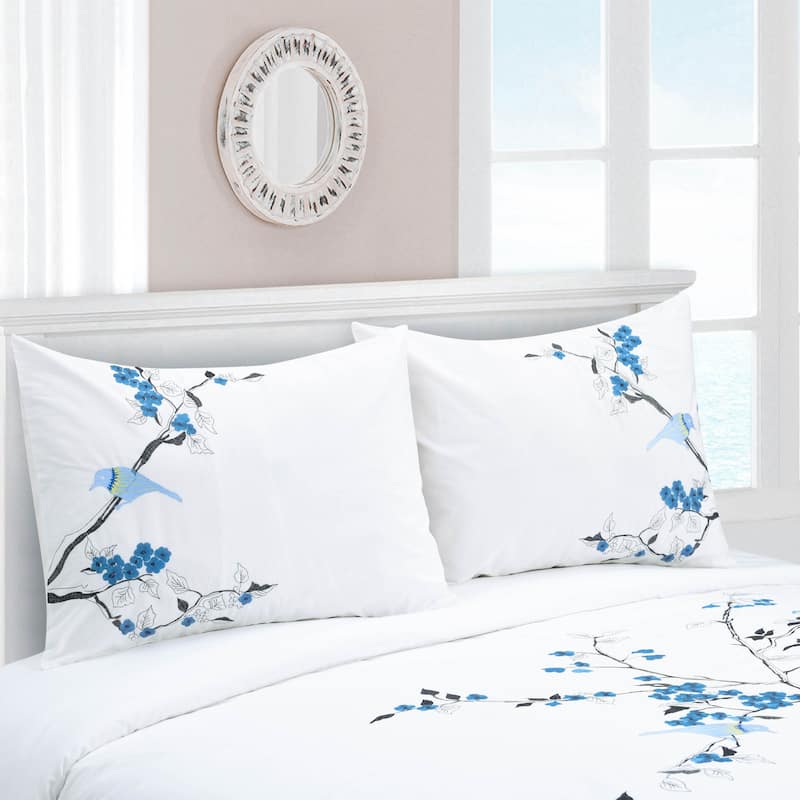 Superior Cherry Garden Embroidered Cotton 3-Piece Duvet Cover Set