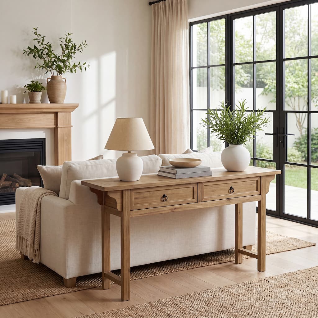 Solid Wood Entryway Table, 63" Long Narrow Console Table