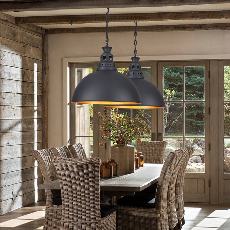 1-Light Industrial Pendant Light with Metal Shade for Bedroom Dining Room Kitchen
