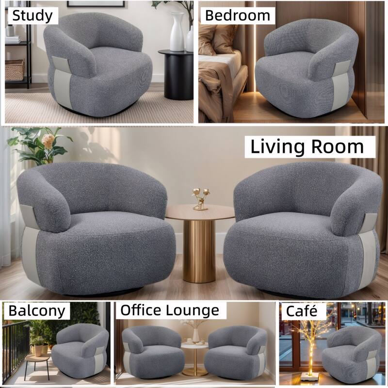 Kieon 33"W 360 Swivel Modern Barrel Chair Accent Chair Set of 2