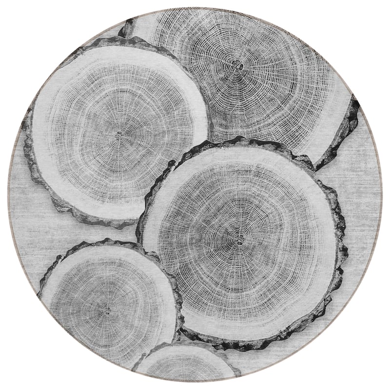 Machine Washable Indoor/ Outdoor Modern Wood Chantille Rug