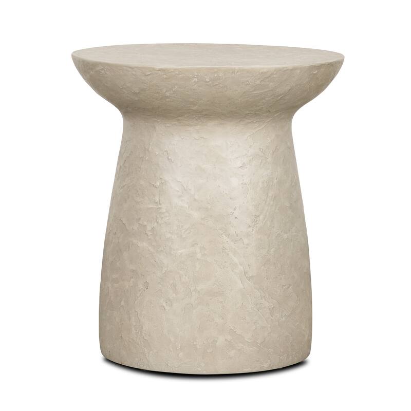 Mesa Round Stone Finish Pillar Accent Table - Grey