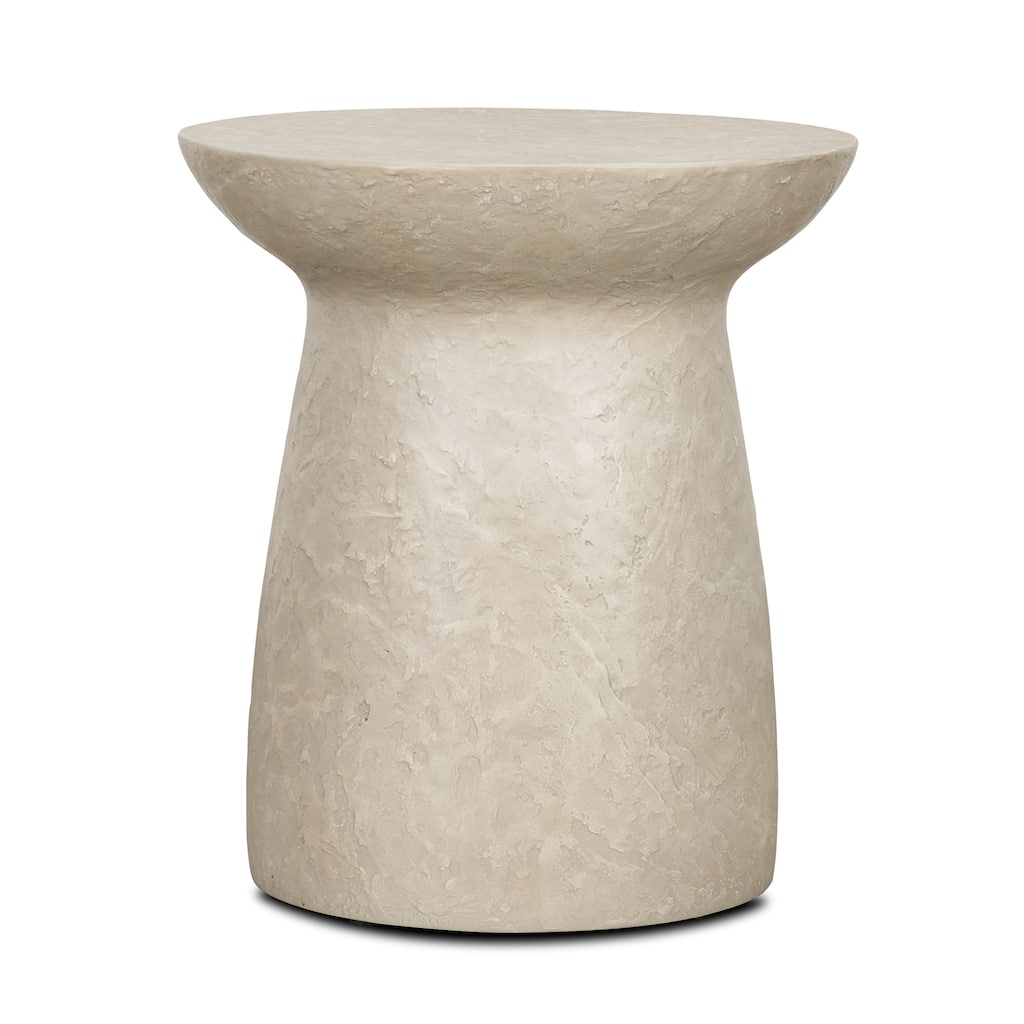Mesa Round Stone Finish Pillar Accent Table