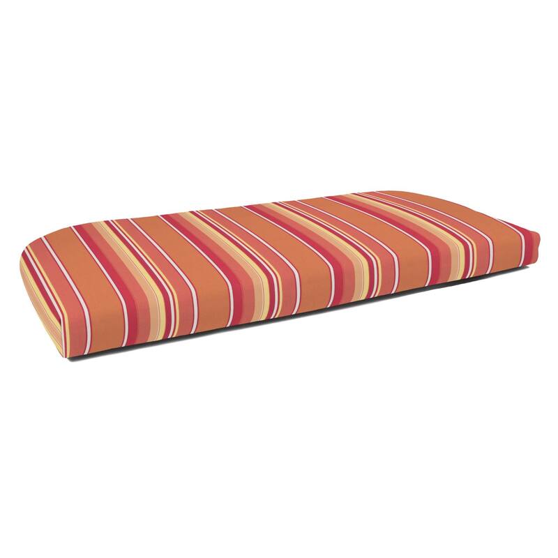 Sunbrella Stripe Fabric 1-Piece Indoor/Outdoor Wicker Bench Cushion, 43.5"W x 19.5"L, Maxim Forest Green - 43.5"W x 19.5"L