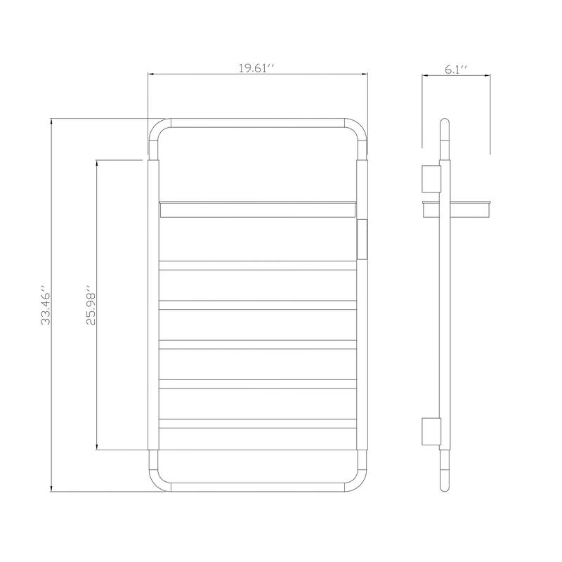 5Bar Wall Mounted Electric Heated Towel Warmer Rack 19.61 In. W X 33.46 In. H X 6.1 In. D