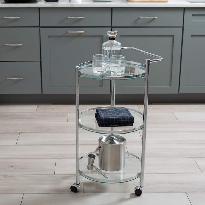 Organize It All Circular Tempered Glass Rolling Serving Cart - 15.25 x 16.75 x 29.75"