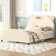preview thumbnail 2 of 20, Full Size Velvet Upholstered Platform Bed with Headboard & Embedded Light Stripe