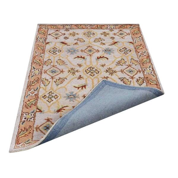 Hand Tufted Wool Area Rug Oriental Cream Brown K00721 8'x11' Bed