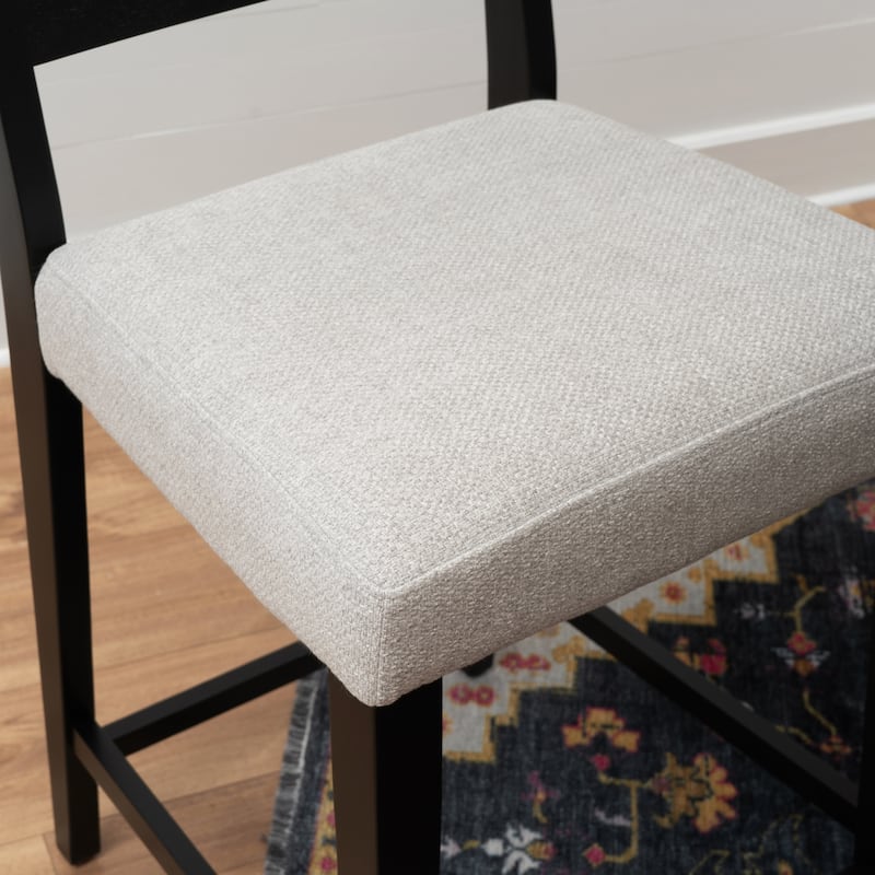 Caelan 3PC Upholstered Counter Set Black