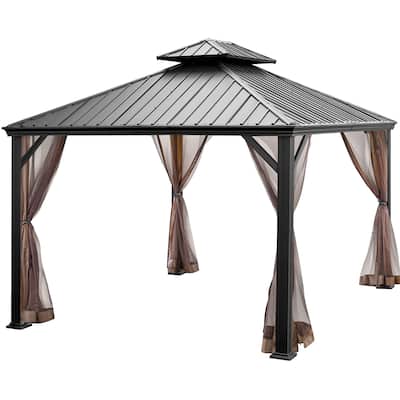 Costway 12ft x 10ft Hardtop Gazebo 2-tier Outdoor Galvanized Steel - See details