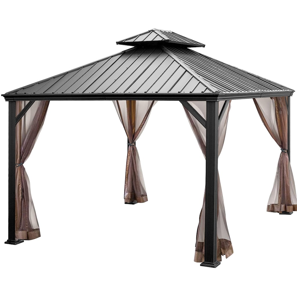 Costway 12ft x 10ft Hardtop Gazebo 2-tier Outdoor Galvanized Steel - See details
