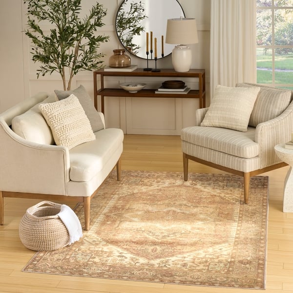 slide 2 of 14, Nourison Vintage Washables Indoor only Gold Persian Area Rug