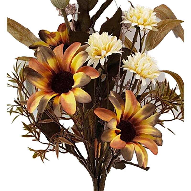 19" Artificial Fall Flower Bush, Set of 2 - 19