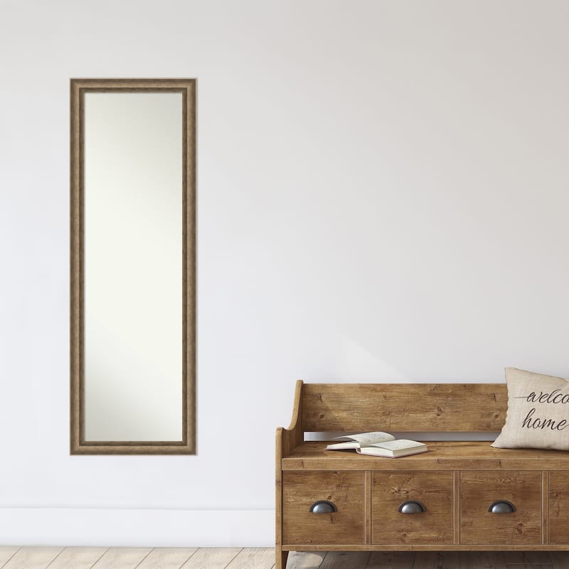 Angled Non-Beveled Wood Framed Full-Length On the Door Mirror - Glass Size 14x48