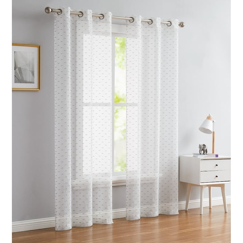 HomeRoots Set of Two 84" Silver Sprinkled Embellishment Window Curtain Panels - 84" x 76"