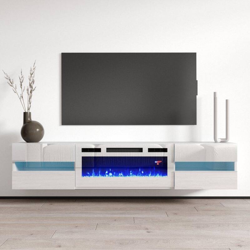 Metro WH-EF Wall Mounted Electric Fireplace 72" TV Stand - White