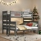 preview thumbnail 1 of 21, Versatile Bunk Bed Wood Twin XL over Queen Bunk Bed with Ladder Grey