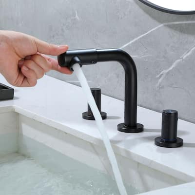 Widespread Bathroom Sink Faucet With Valve 8 Inch Double Handle Bathroom Faucets 3 Hole Modern Vanity Tap With 360 Swivle Spout