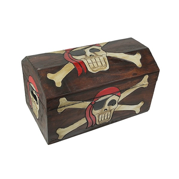 19 Inch Long Wooden Pirate Skull Treasure Chest Handcrafted Decorative Storage Box Home Decor Trunk On Sale Overstock 16819863