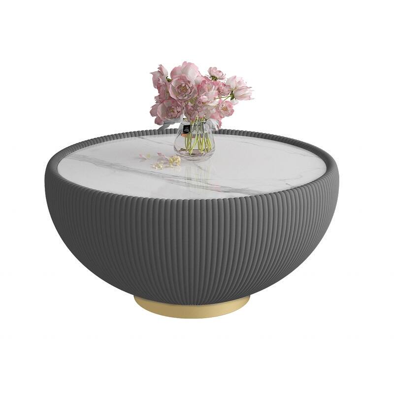 Light Marble Top Cup Shape Leather Coffee Table