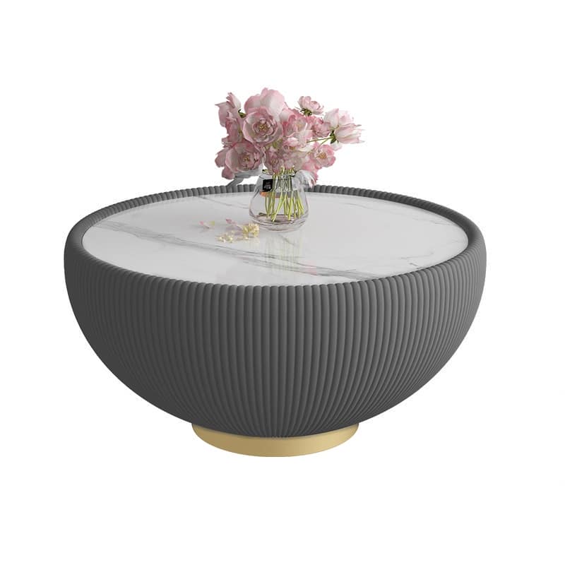 Light Marble Top Cup Shape Leather Coffee Table