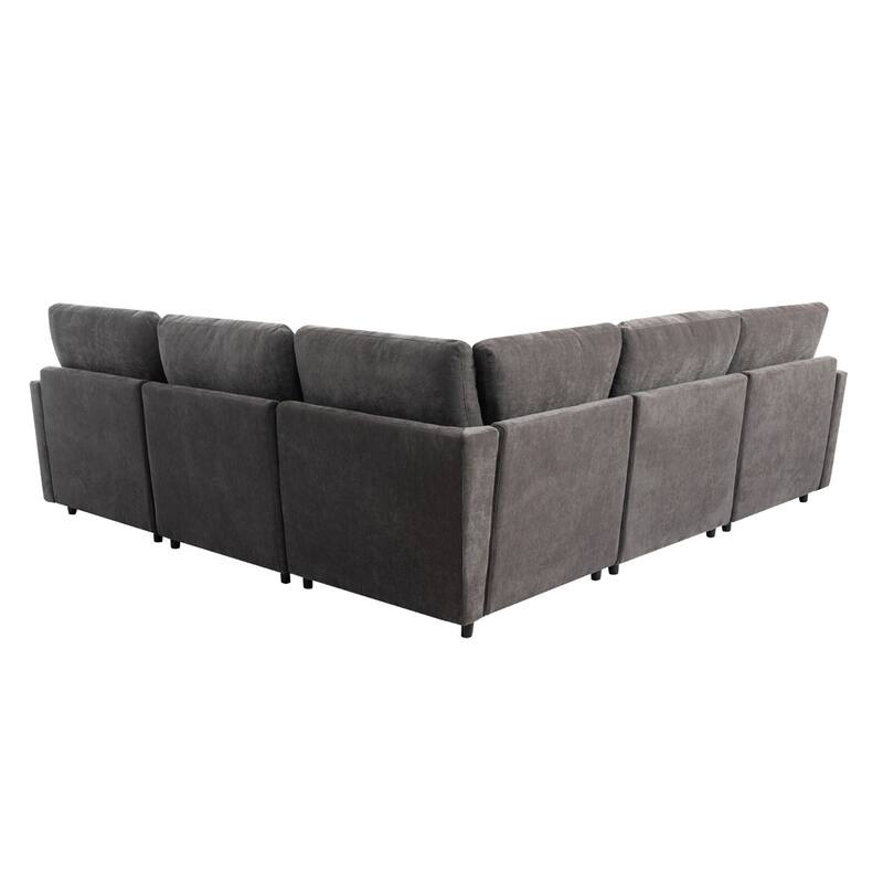 Modern Large Sectional Sofa with Removable Ottomans and Legs