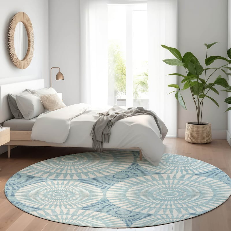 Premium Washable Super Soft Casual Geo Mayfield Rug - Teal - 8' x 8'