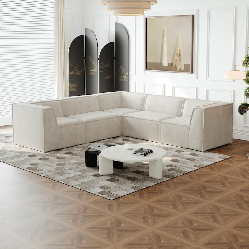 106"x106" Chenille Modular L-Shaped Sectional Sofa (5-Piece)