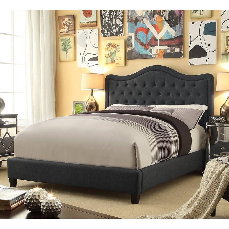 Copper Grove Alyssa Upholstered Low Profile Standard Bed - Charcoal - Full