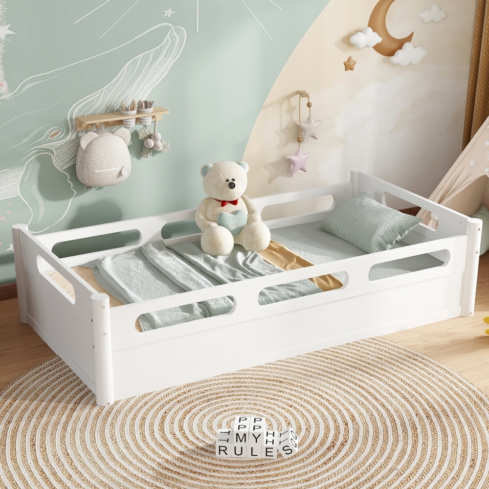 loor Platform Bed with Wood Slats Support