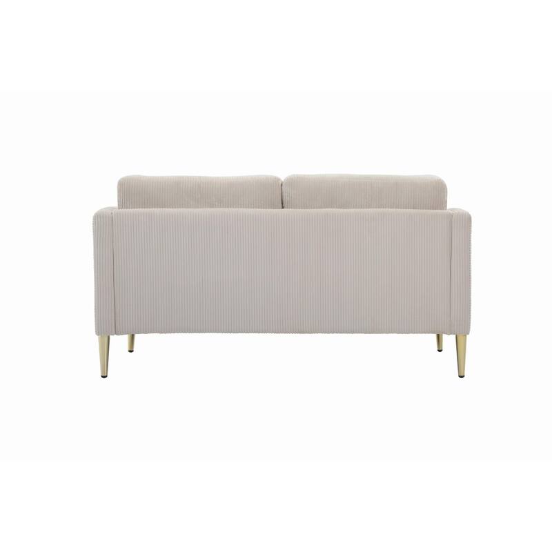 60.63" W Mid-Century Corduroy Fabric Loveseat with Tuxedo Arm