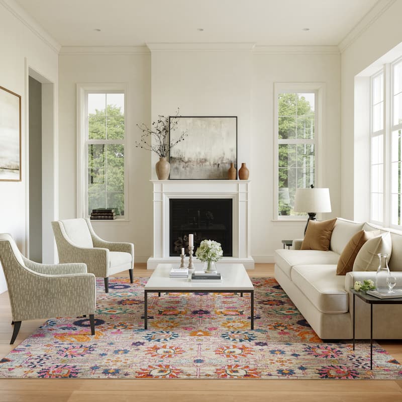 Nourison Passion Boho French Country Floral Area Rug.