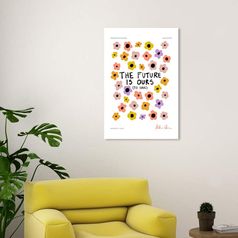 Wynwood Studio Canvas Typography and Quotes Flowers in the Future Pink Modern & Contemporary Wall Art Canvas Print - 20 x 30