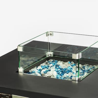 Outdoor Glass Wind Gurad Square Glass Windshield for Square Fire Table