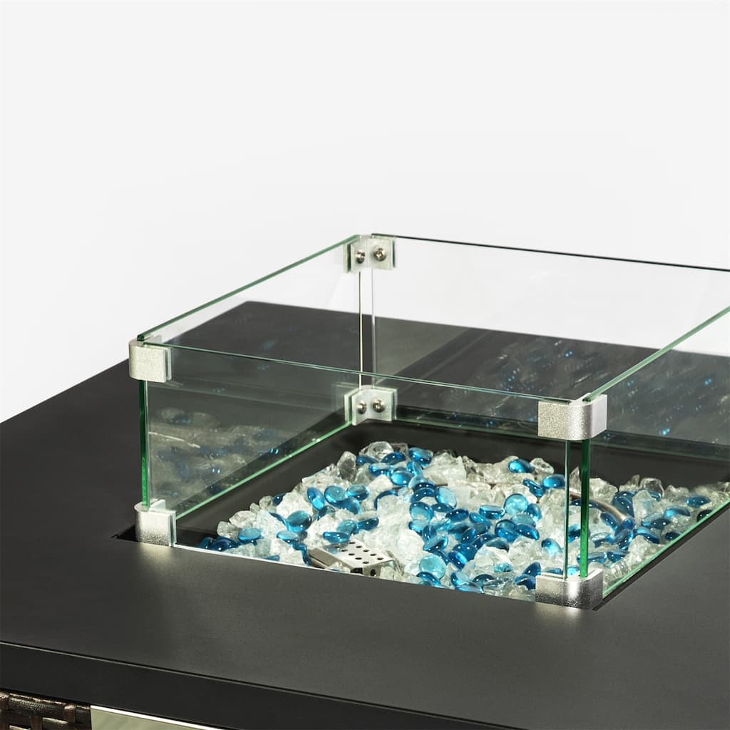 Outdoor Glass Wind Gurad Square Glass Windshield for Square Fire Table
