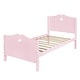preview thumbnail 16 of 22, Twin Size Platform Bed with Heart-shaped Decoration Headboard and Footboard, Slat Bed Frame with Wood Slat Support