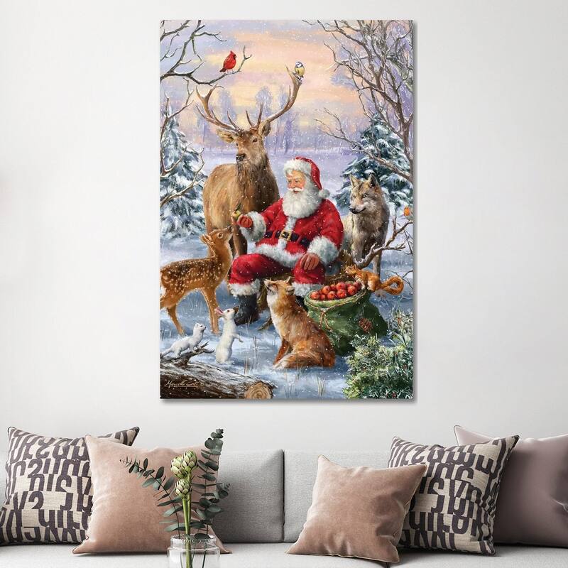 iCanvas "Santa Animals" by Ali Corti Canvas Print - 60x40x1.5