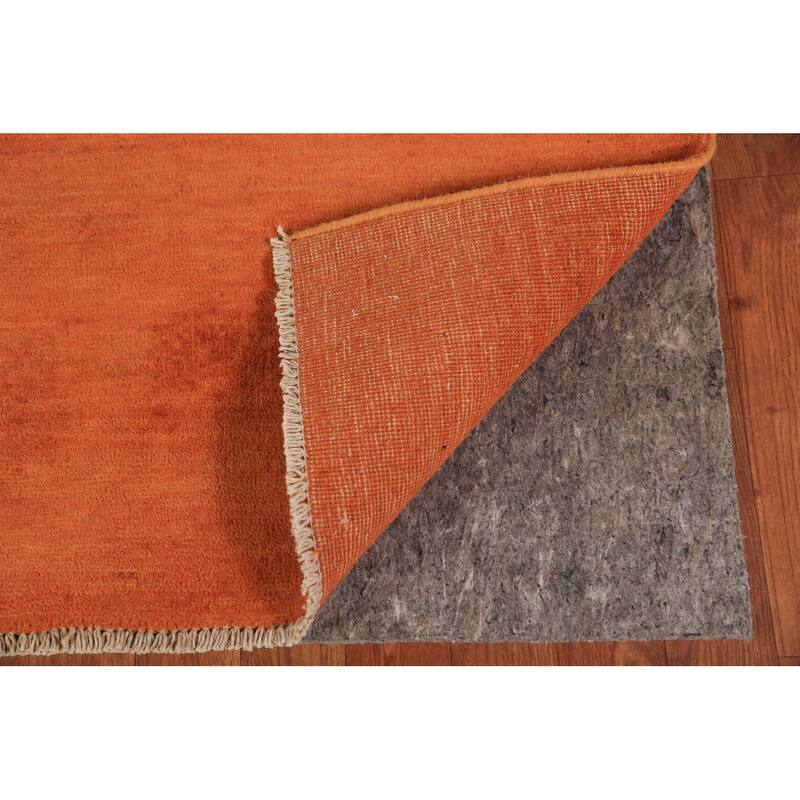 Modern Orange Gabbeh Oriental Area Rug Hand-Knotted Wool Carpet - 6'6" x 9'7"