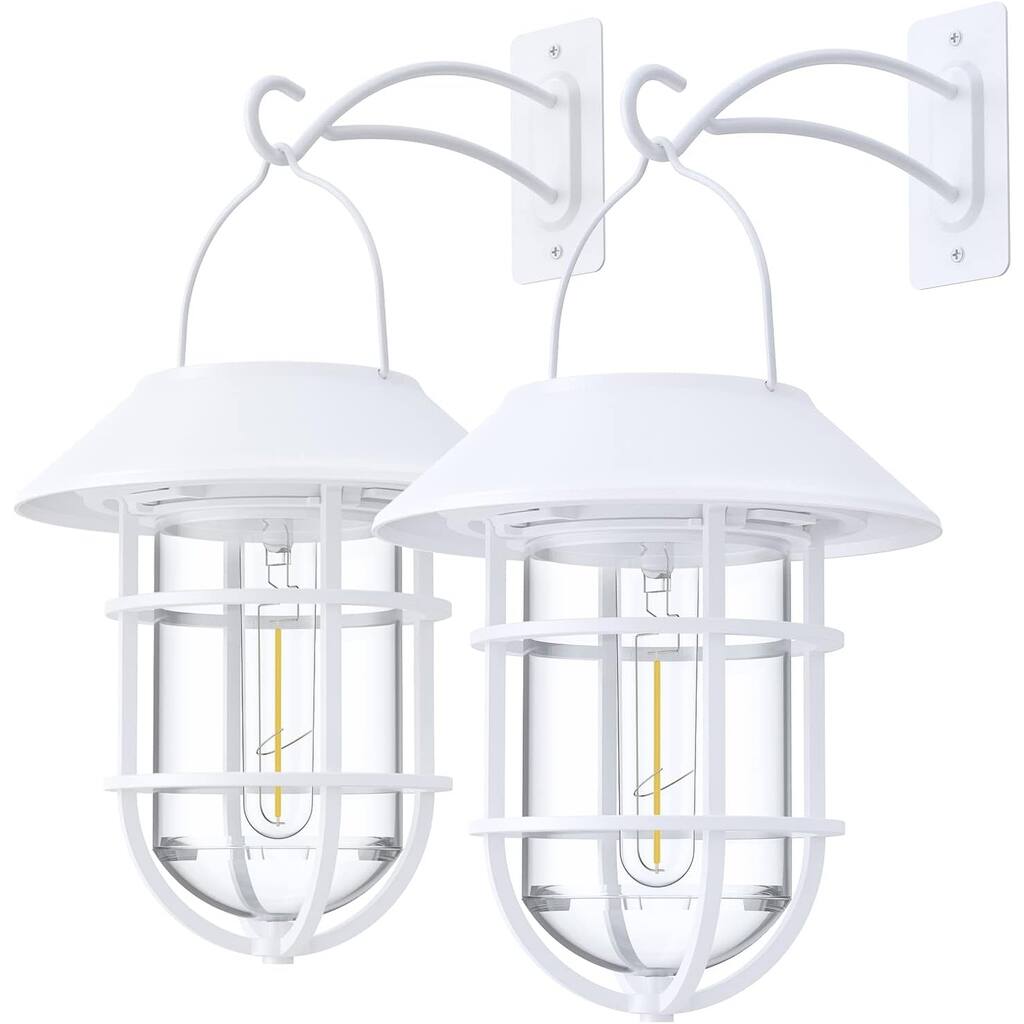 Solar Lantern Hanging Lights, Metal Waterproof Lights Outdoor with Hooks,2 Pack
