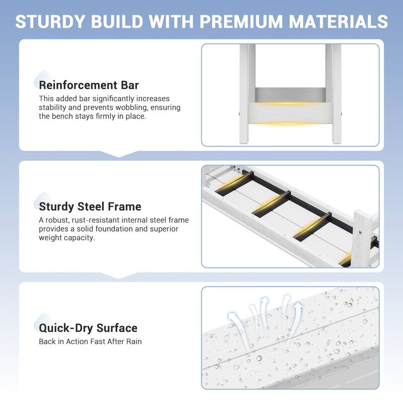 6-Piece HDPE Outdoor Dining Table Sets with Umbrella Hole - 1-Table 4-Chairs-1-Bench