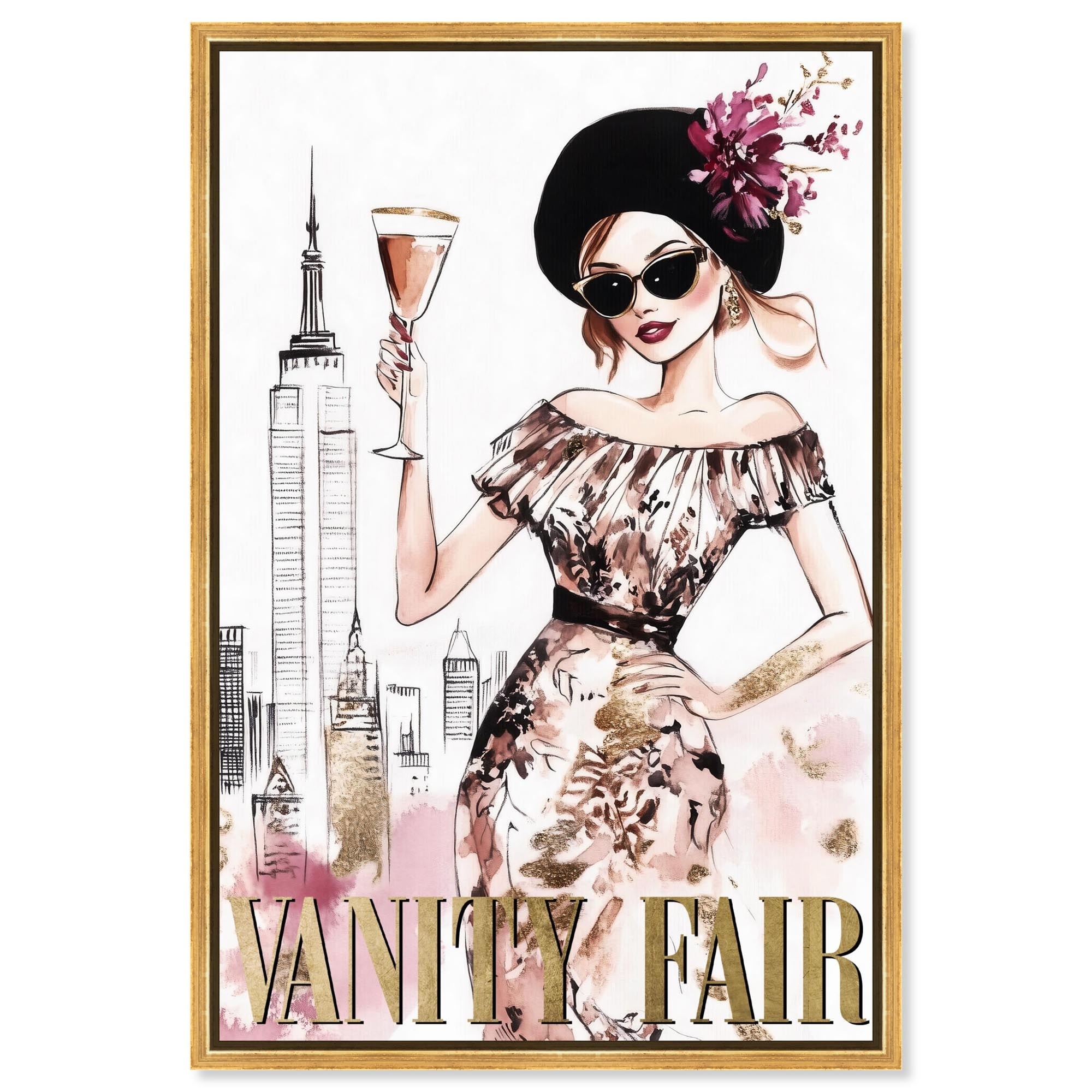 Cheers From NYC Cover Vintage Art Framed Canvas Print by Art Remedy