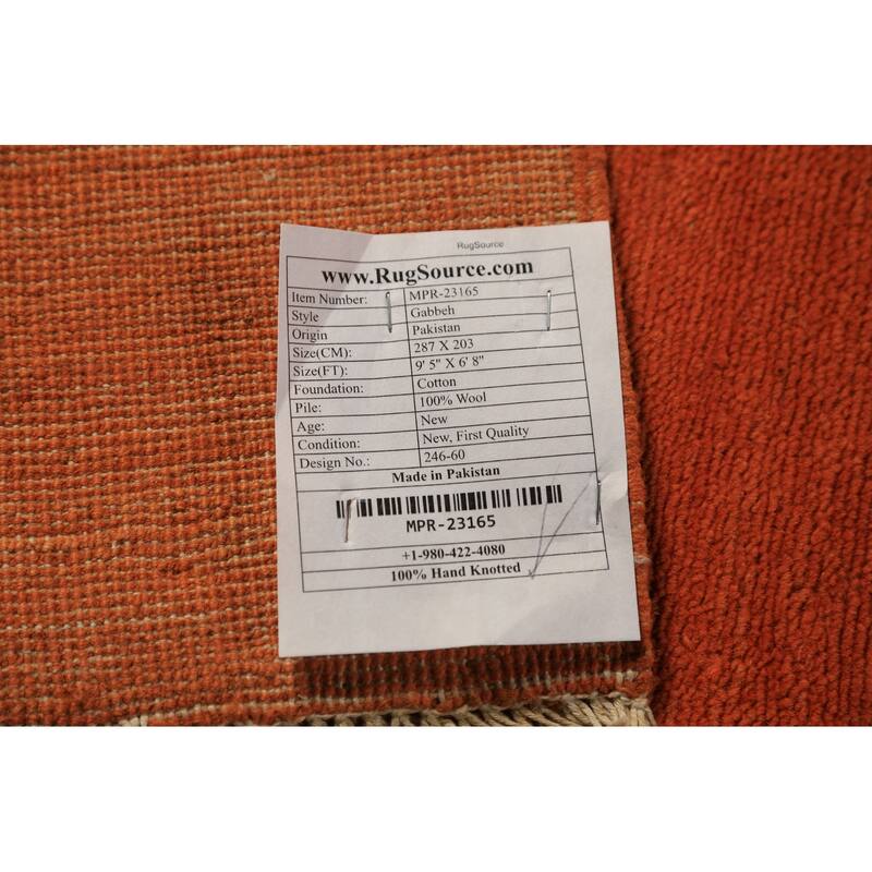 Orange Gabbeh Oriental Area Rug Handmade Wool Carpet - 6'8" x 9'5"