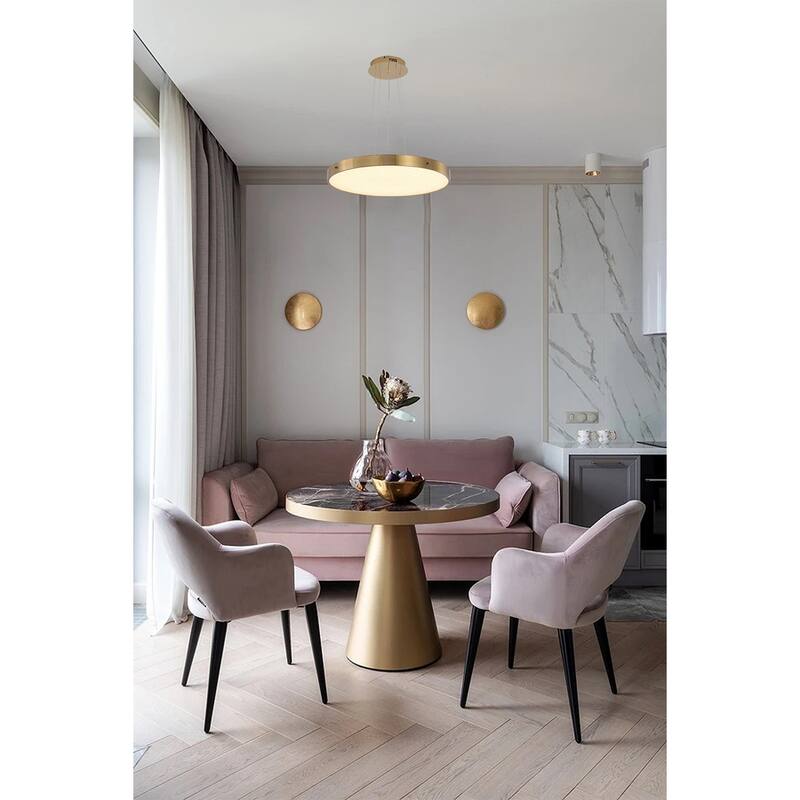 1-Light Brass LED Chandelier With A Clear Acrylic Beaded Diffuser