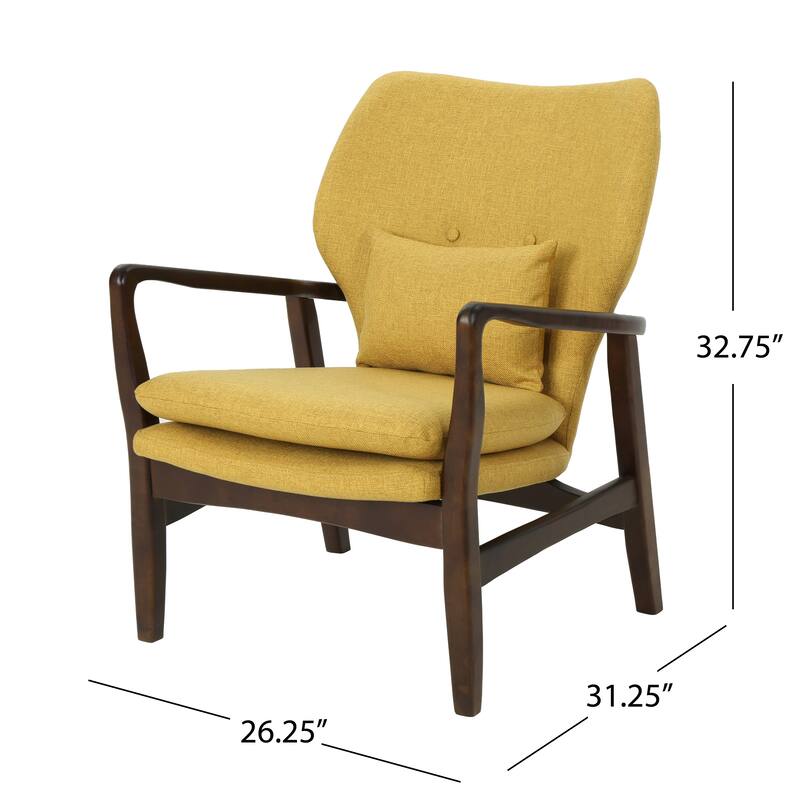Fabric Mid-Century Club Chair with Wood Frame and Tufted Back