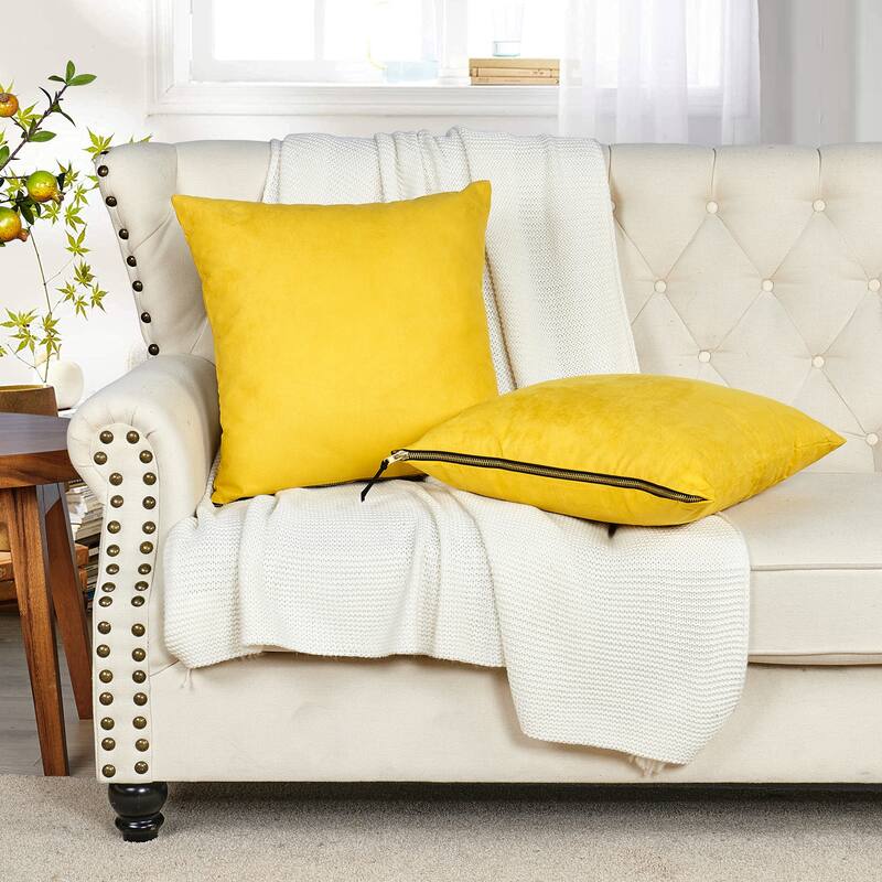 Suede 2 Piece Pillow Shell Set with Big Zipper, NO INSERT
