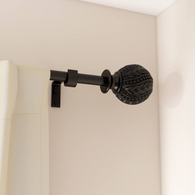 Debuono Black Adjustable Curtain Rod with Final Set